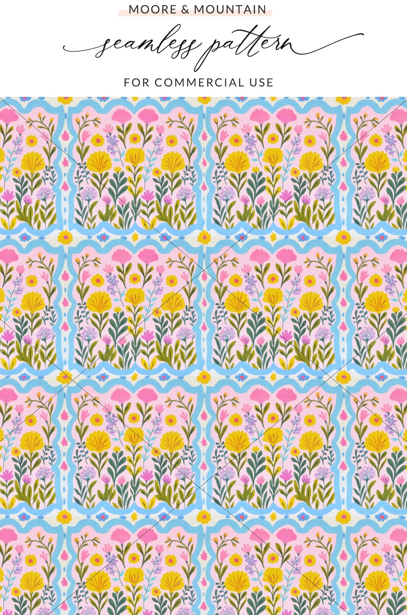 Florals and Shapes Seamless Pattern for Commercial Use
