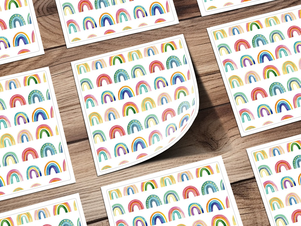 Colorful Rainbow Theme Waterproof Sticker Sheet Pack