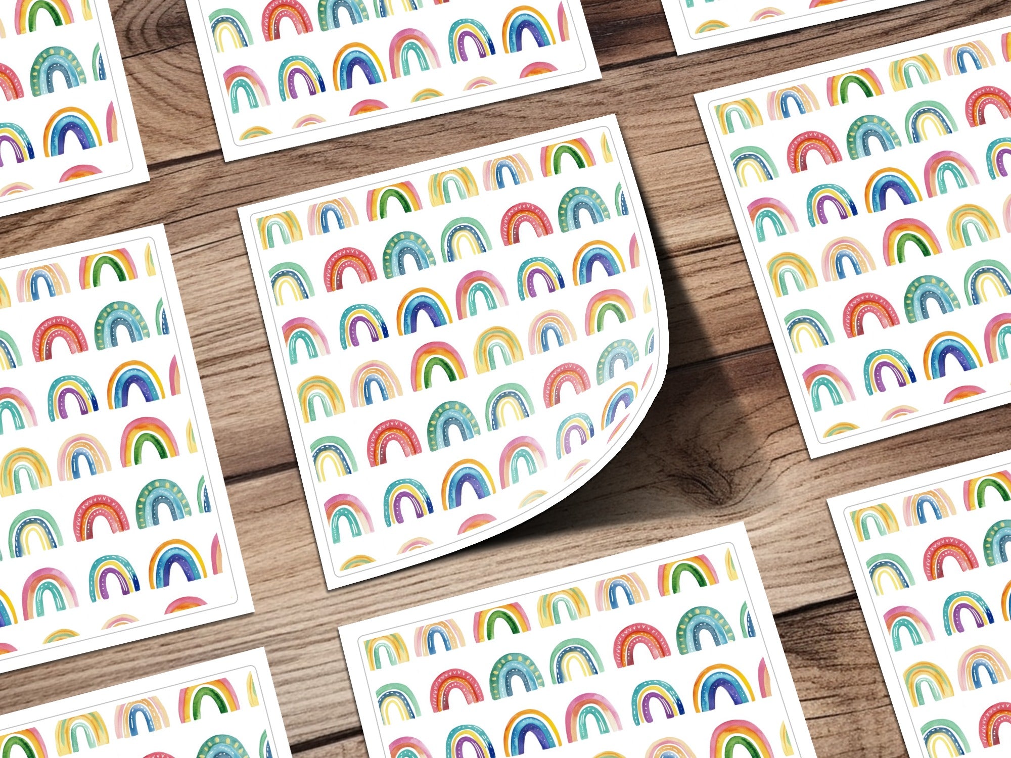 Colorful Rainbow Theme Waterproof Sticker Sheet Pack