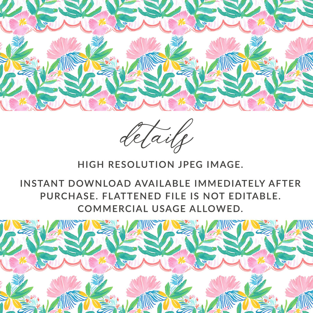 Watercolor Tropical Floral Scallop Vibrant Artwork product type