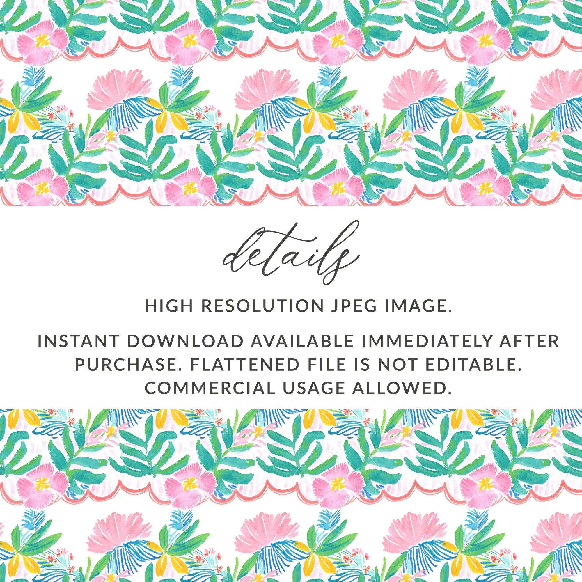 Watercolor Tropical Floral Scallop Vibrant Artwork product type