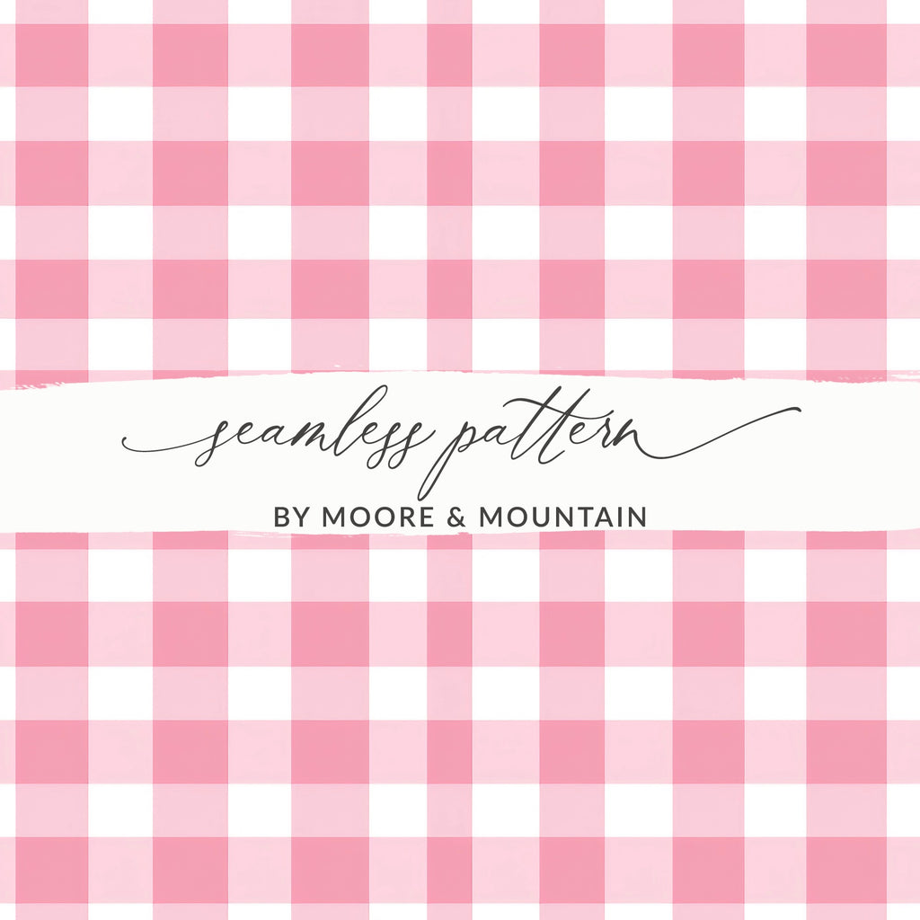 Pink and White Gingham Checkered Seamless Pattern