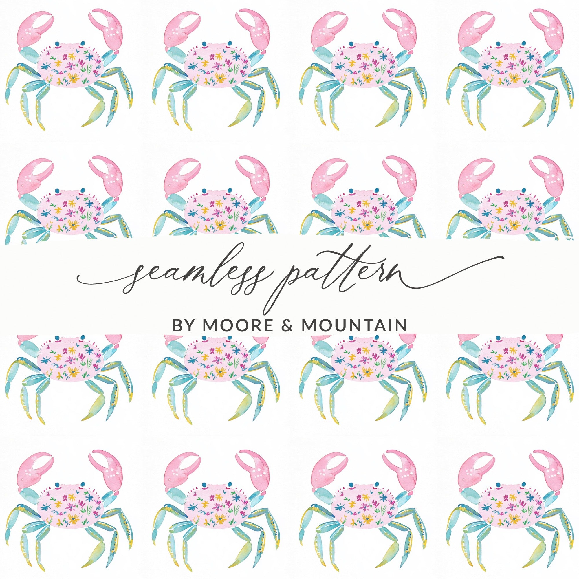 Watercolor Floral Crabs Seamless Pattern BY MOORE & MOUNTAIN product type