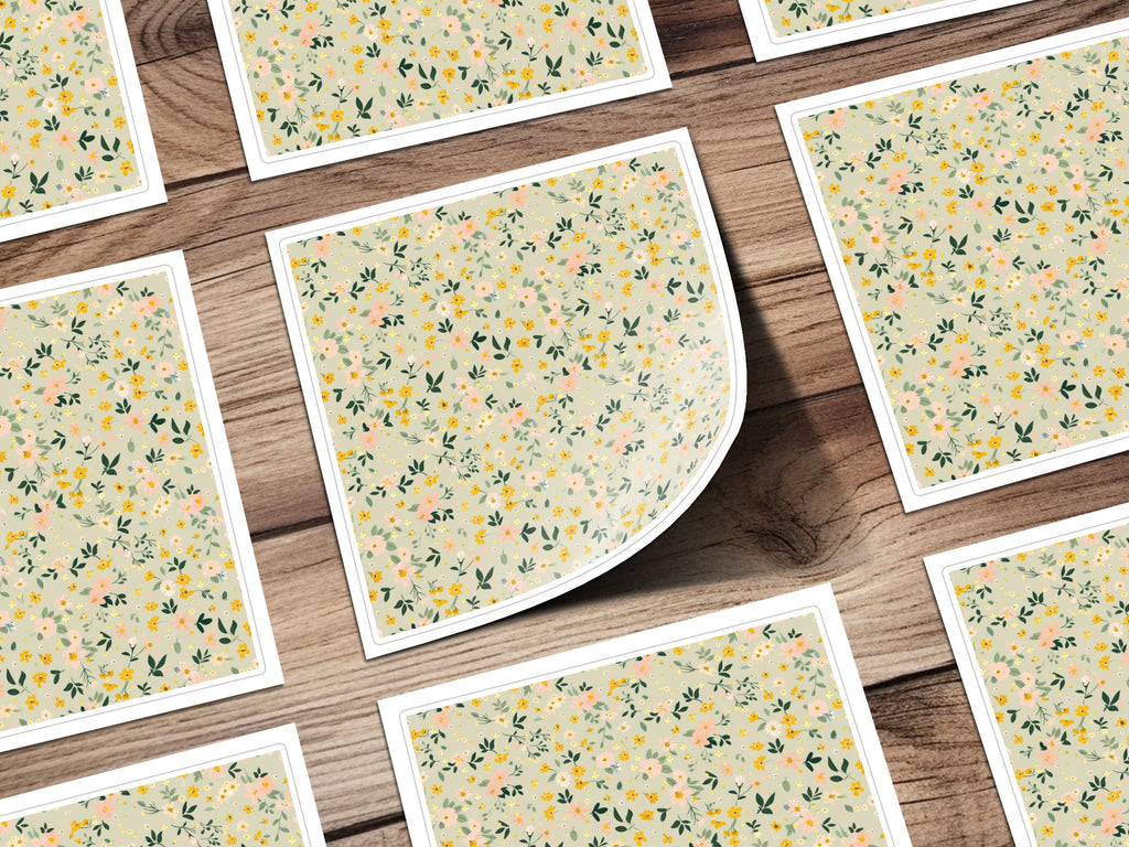 Floral Pattern Square Stickers for Crafts and Decoration