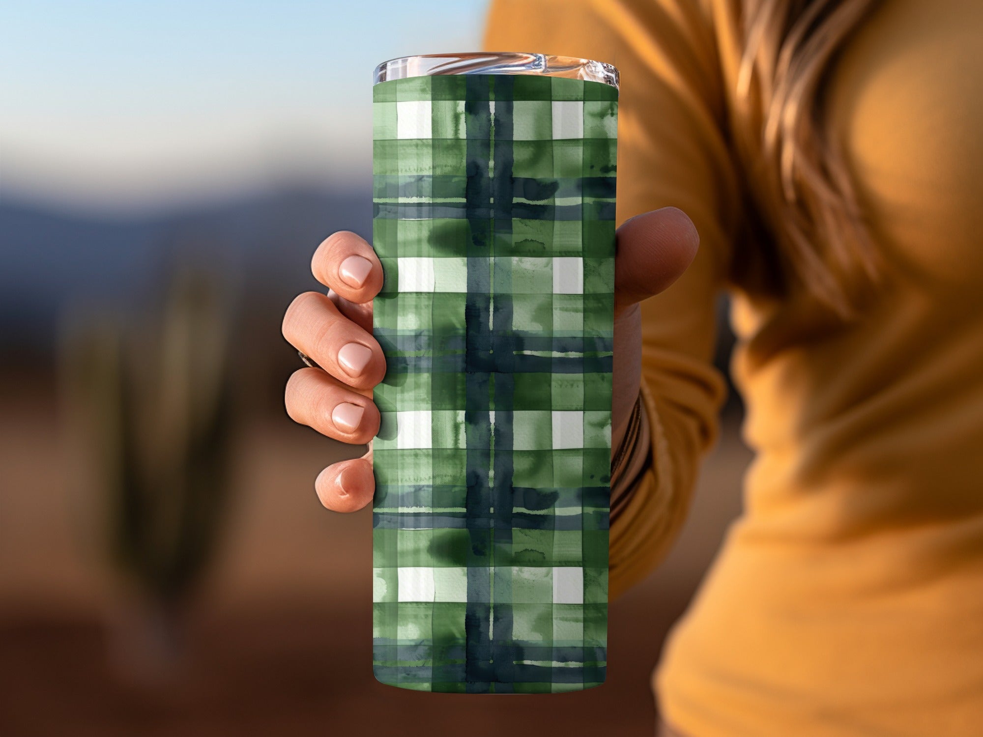 Green Tartan Plaid Design Insulated Tumbler Cup