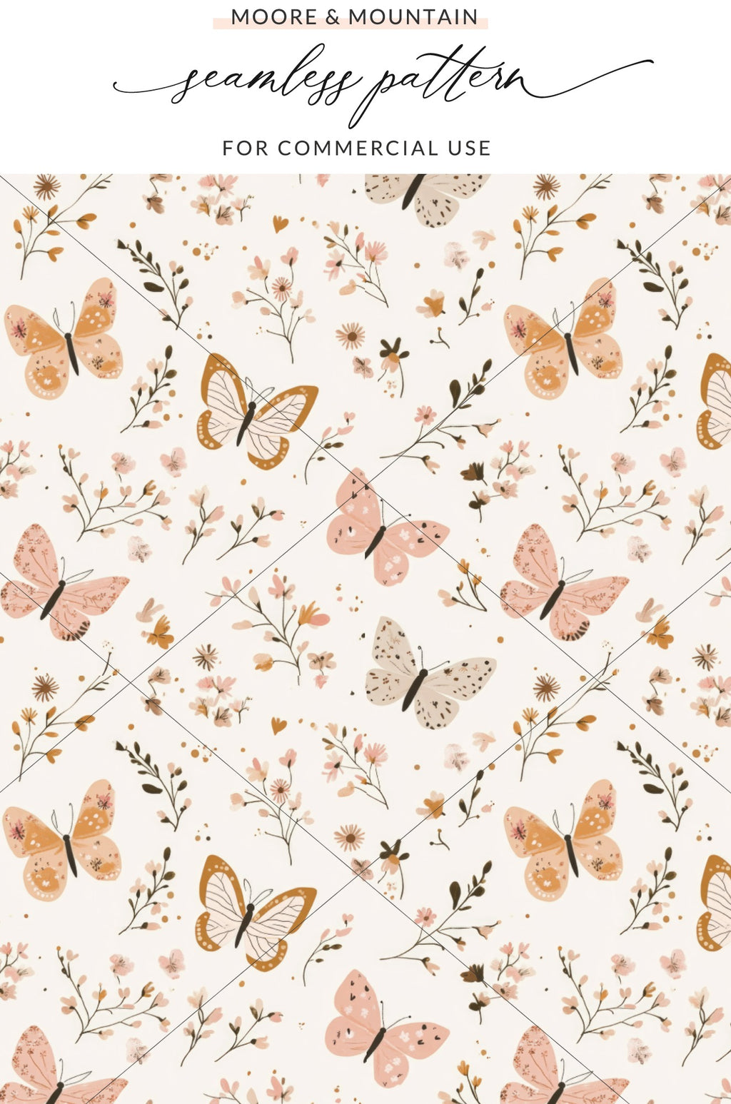 Butterfly and Floral Seamless Pattern for Commercial Use