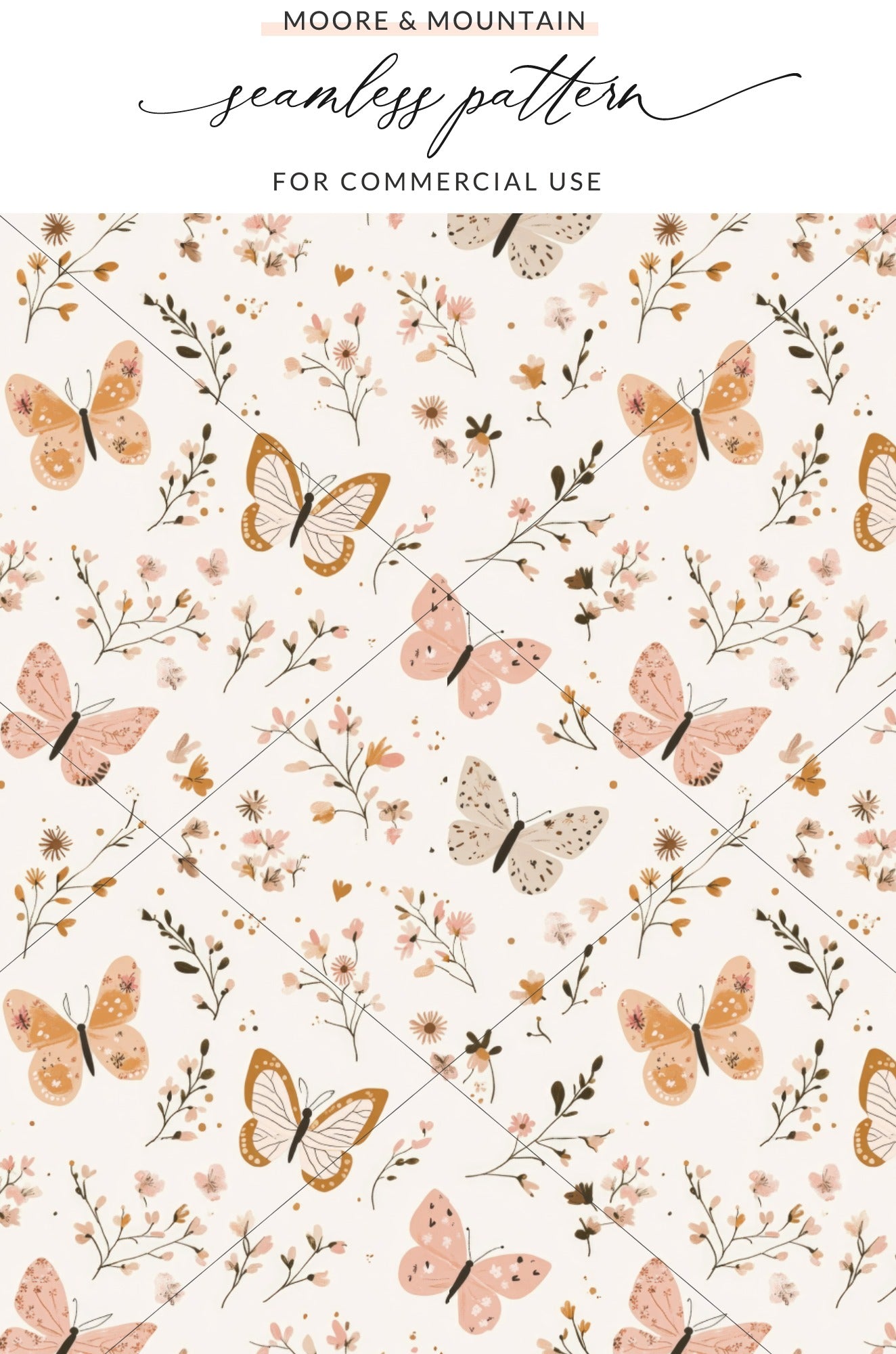 Butterfly and Floral Seamless Pattern for Commercial Use