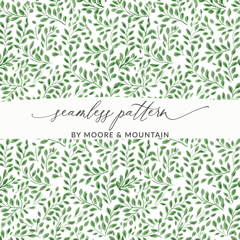 Moore and Mountain Seamless Green Leaf Pattern