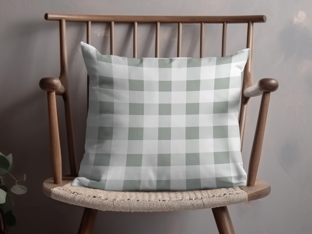Cozy Green and White Plaid Decorative Pillow product