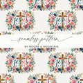Jesus Lives Floral Cross Seamless Pattern product type
Jesus Lives, Seamless Pattern, Floral Pattern, Watercolor Flowers, Christian Design, Religious Pattern, Cross Design, Digital Paper, Fabric Print, Scripture Art, Faith Based, Easter Design, Inspirational Art, Sublimation Design, Spring Flowers, Pink Blue Floral, Greenery Pattern, Moore Mountain, Spiritual Decor, Holy Cross