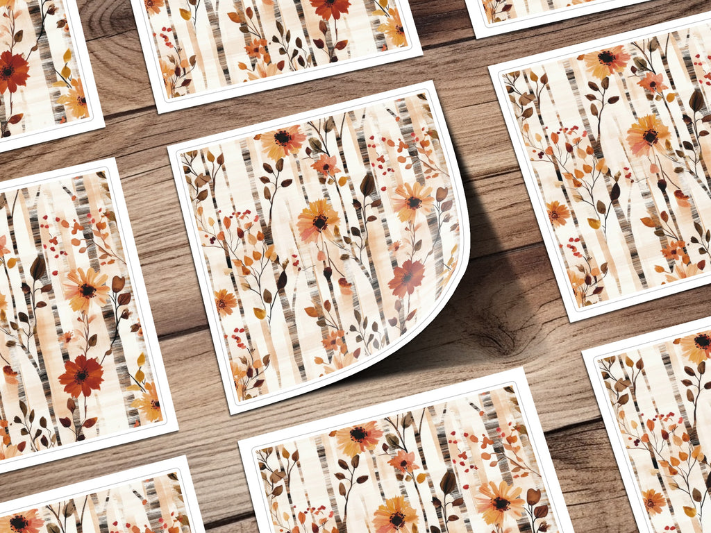 Autumn Floral Birch Tree Print Wall Art Decor