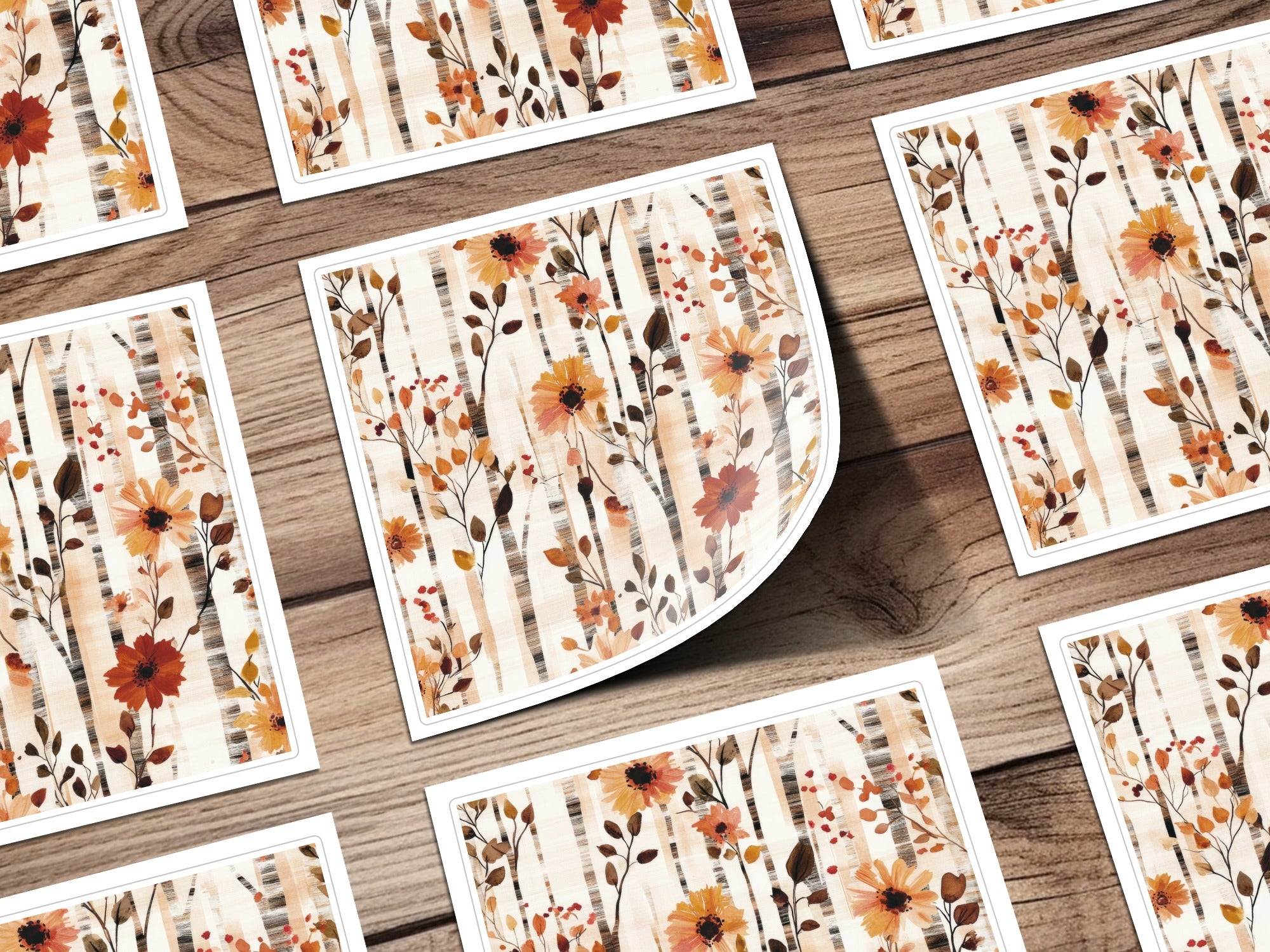 Autumn Floral Birch Tree Print Wall Art Decor