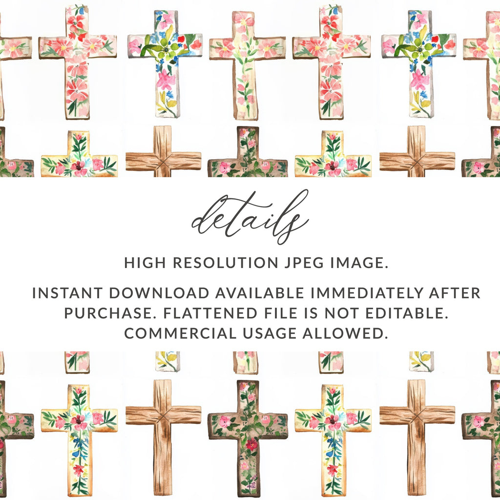 Colorful Floral Cross High Resolution JPEG Download