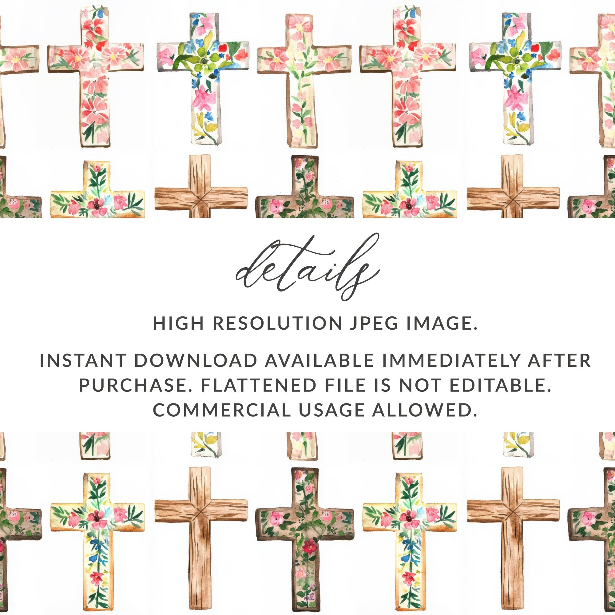 Colorful Floral Cross High Resolution JPEG Download
