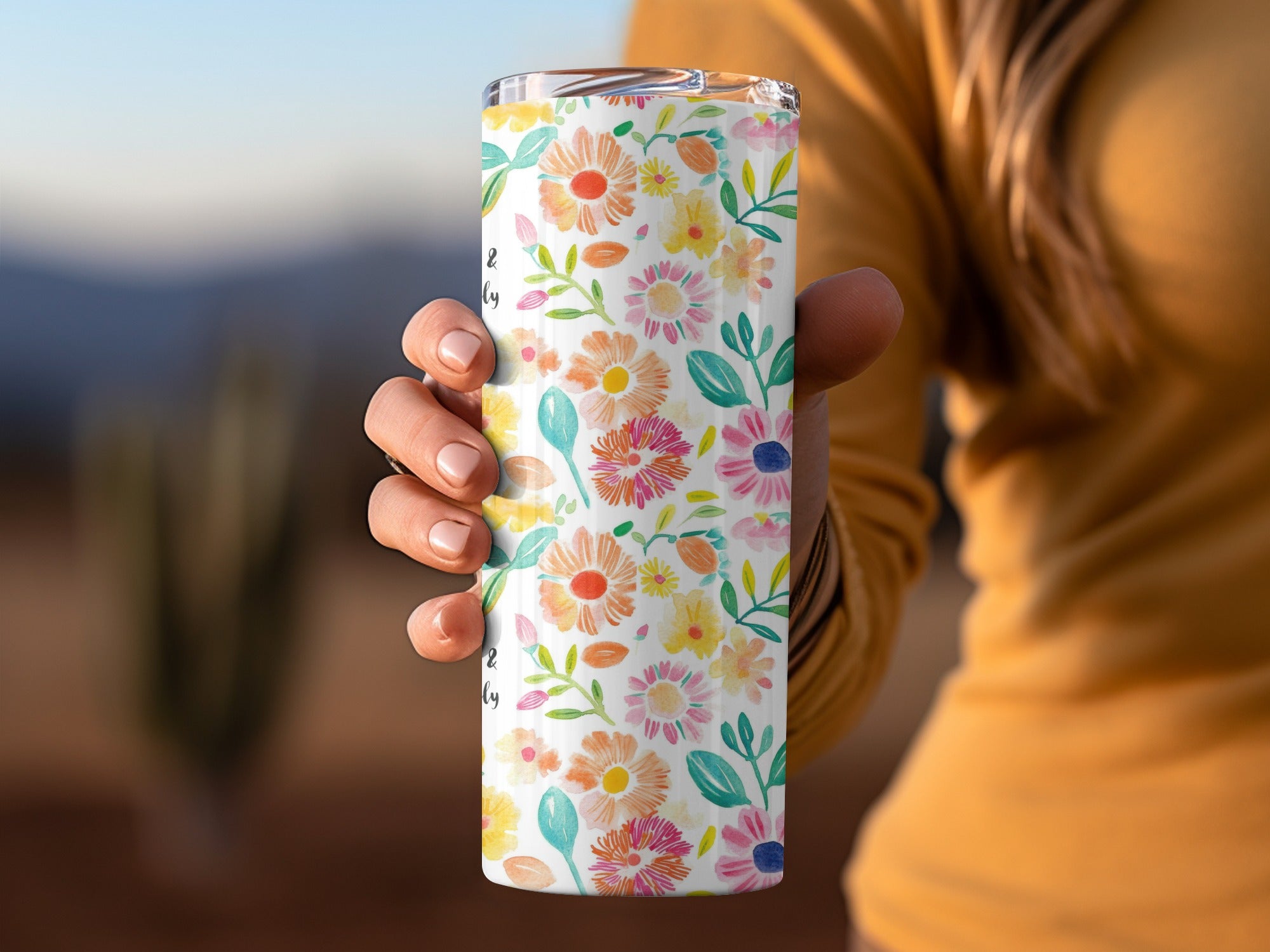Bright Colorful Floral Design Insulated Tumbler Cup