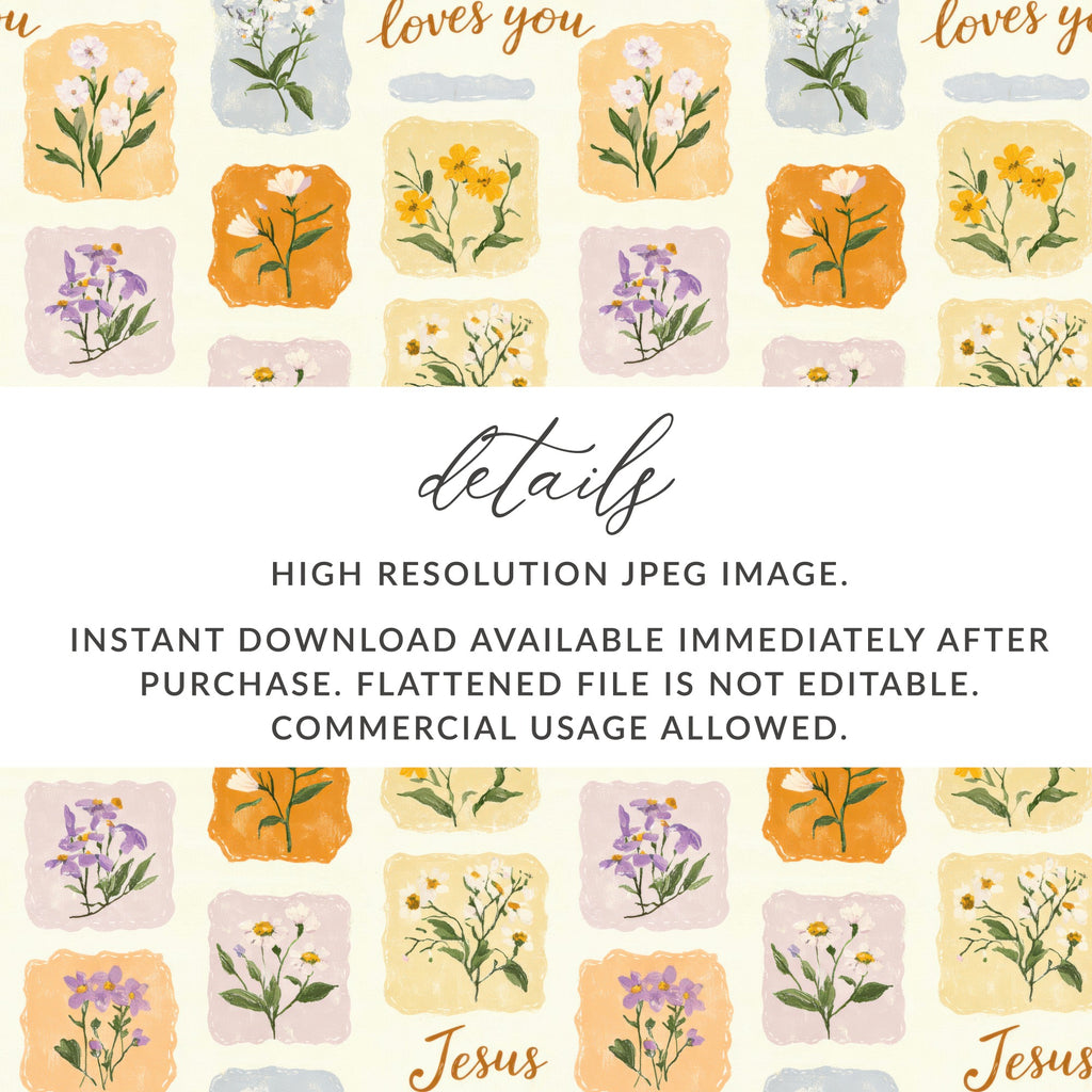Christian Floral Pattern Digital Download Print