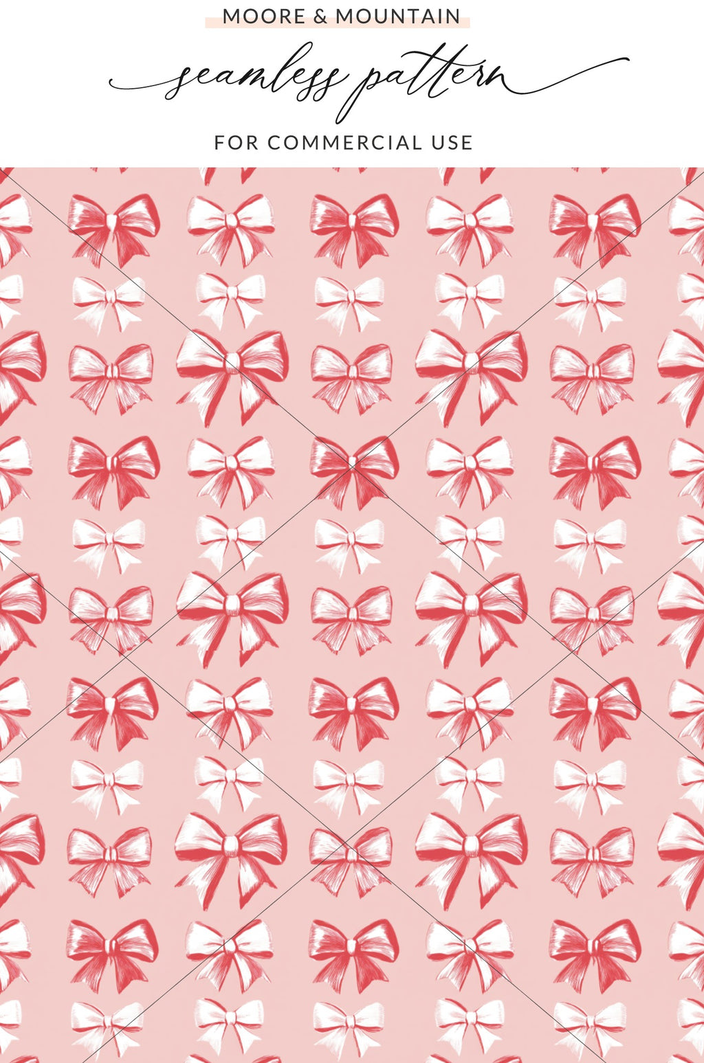 Pink and Red Bow Pattern Seamless Design for Commercial Use