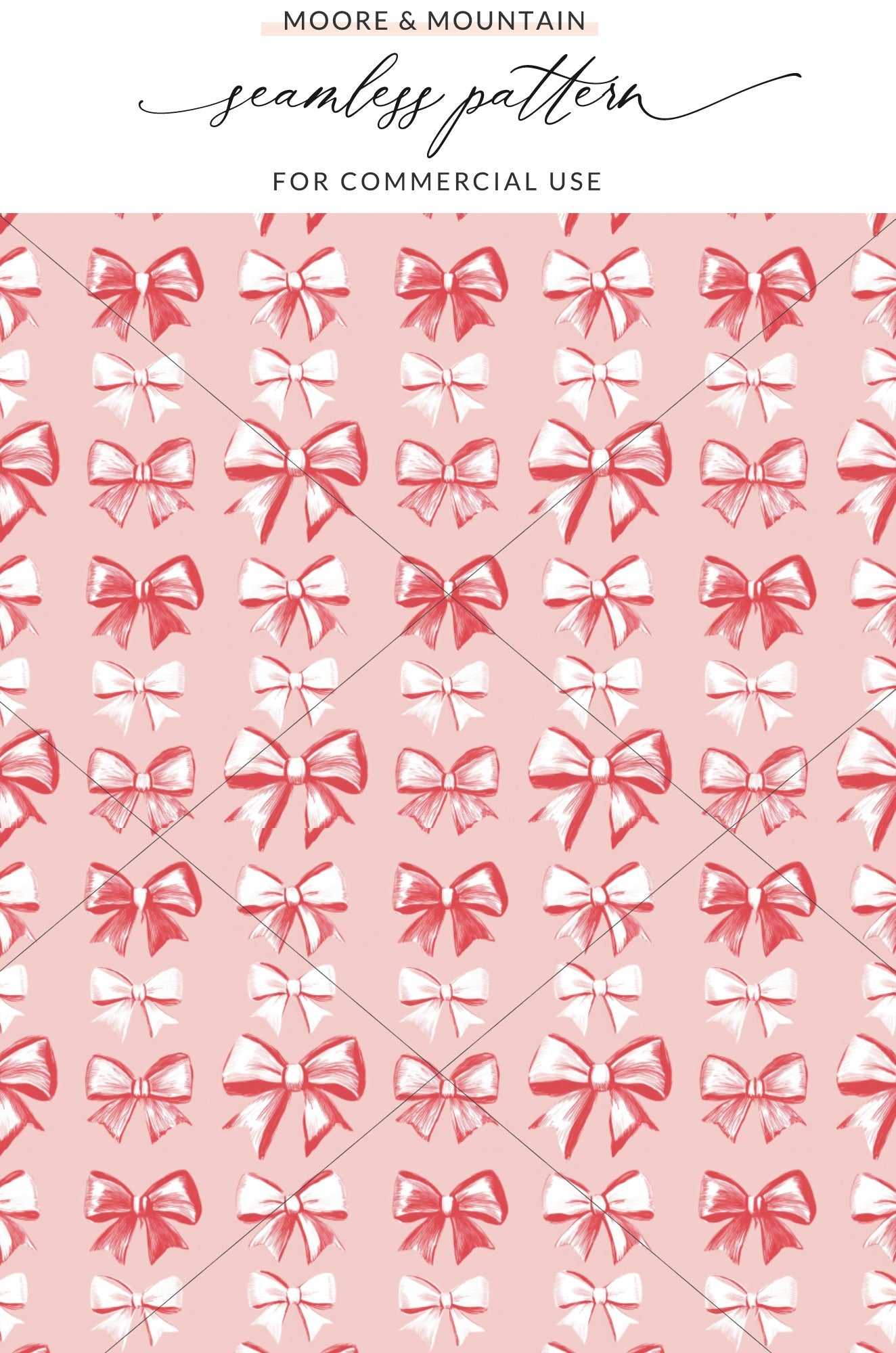 Pink and Red Bow Pattern Seamless Design for Commercial Use