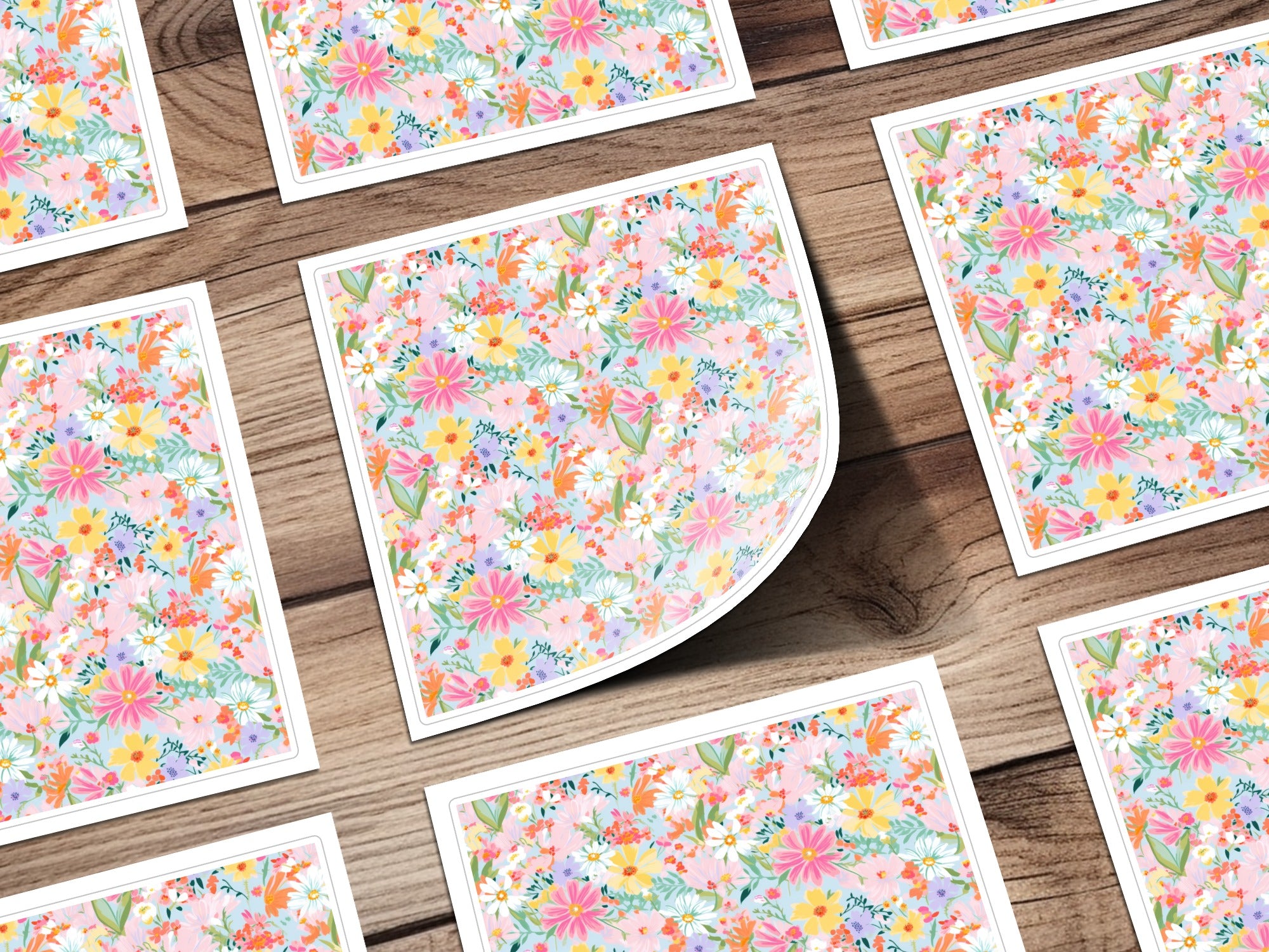 Bright Multicolored Floral Pattern Sticker Sheets