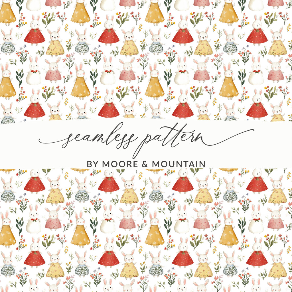 Cute Bunnies Floral Seamless Pattern BY MOORE & MOUNTAIN product type