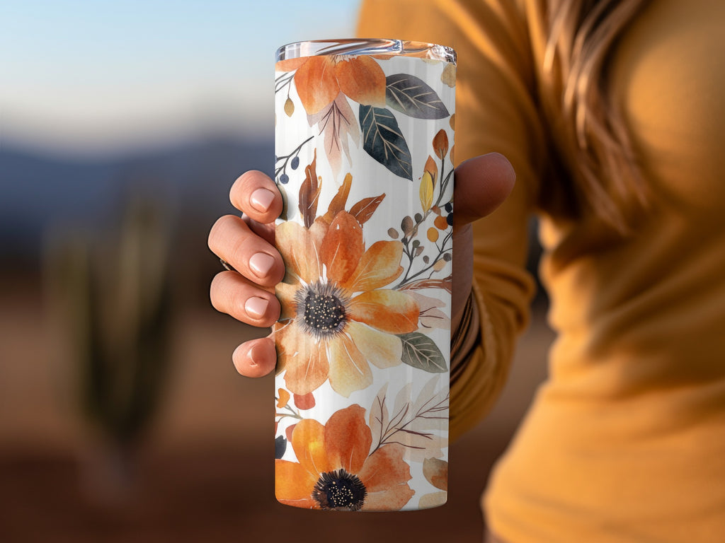 Autumn Floral Design Travel Tumbler Insulated Mug Cup