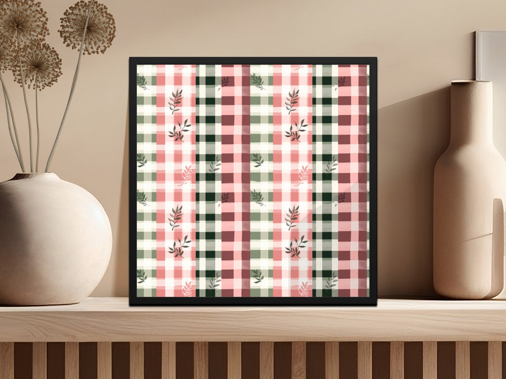 Plaid Pattern Wall Art with Floral Accents Product