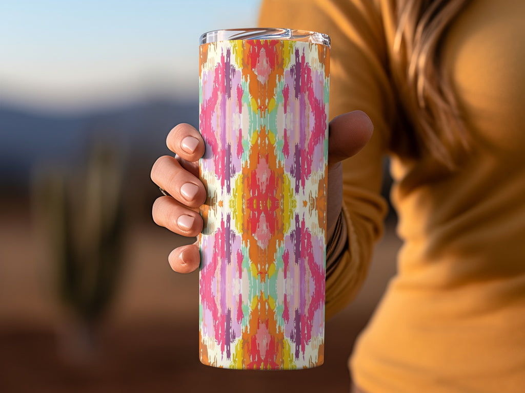 Vibrant Handheld Colorful Abstract Pattern Tumbler
