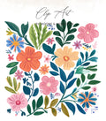 Floral pattern with colorful flowers and leaves, text "Clip Art" and "By Moqrē & Moṇṭøn".