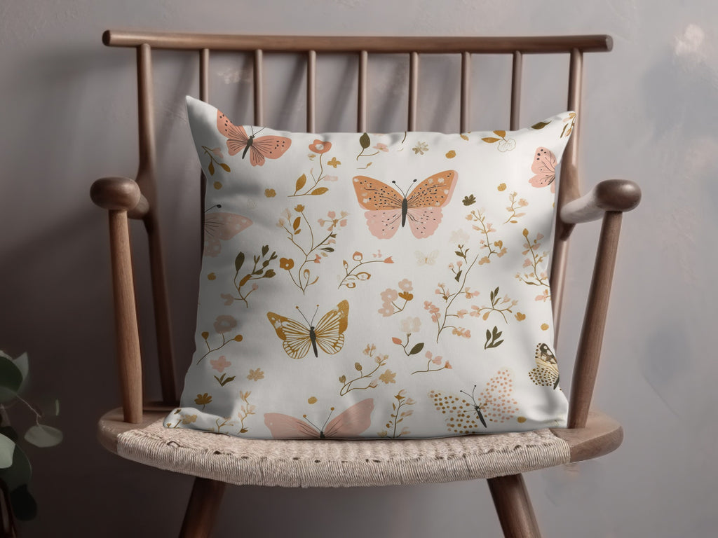 Beautiful Butterfly and Floral Print Pillow Cushion