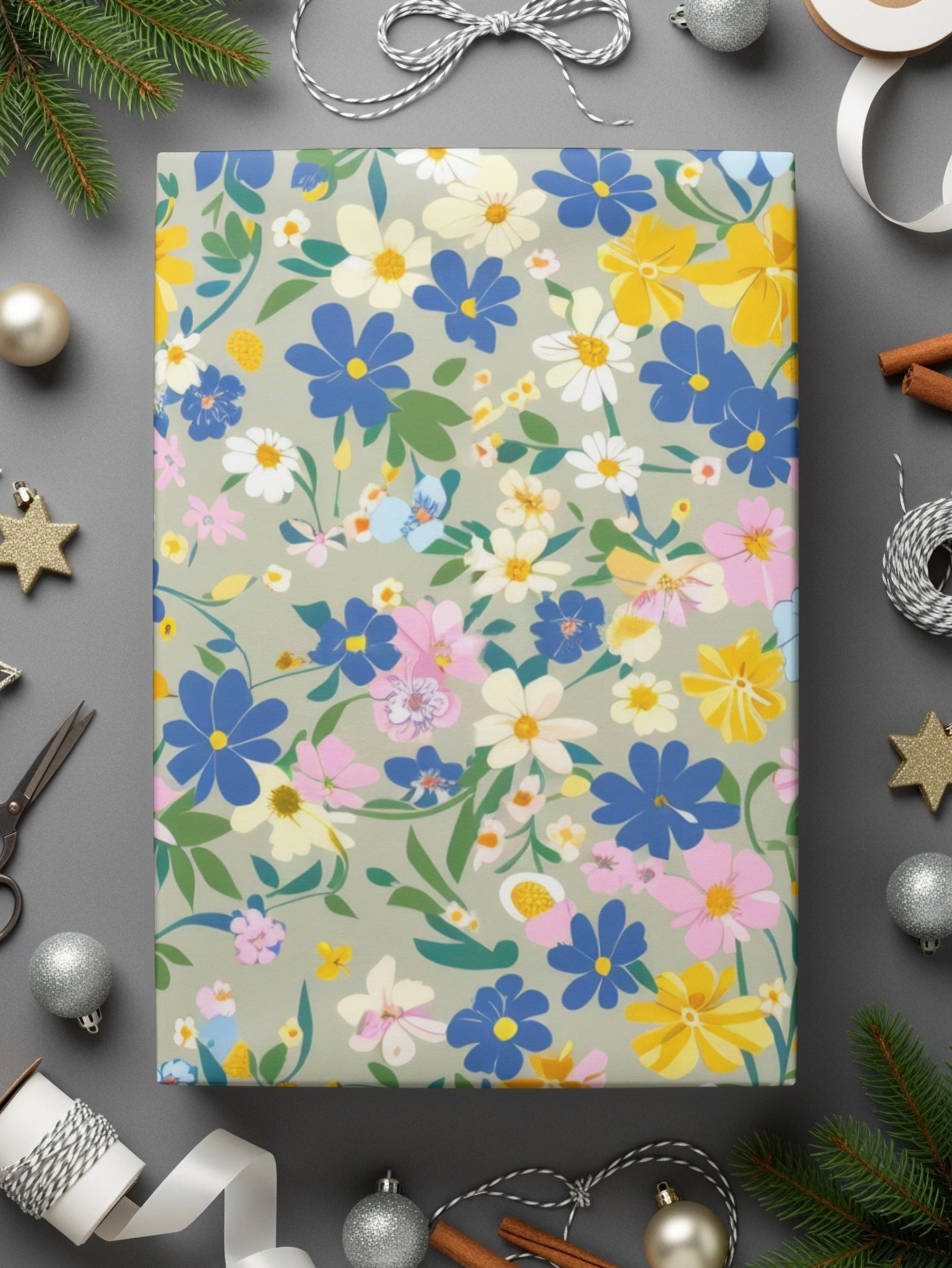 Floral Pattern Wrapping Paper for Gift Presentation