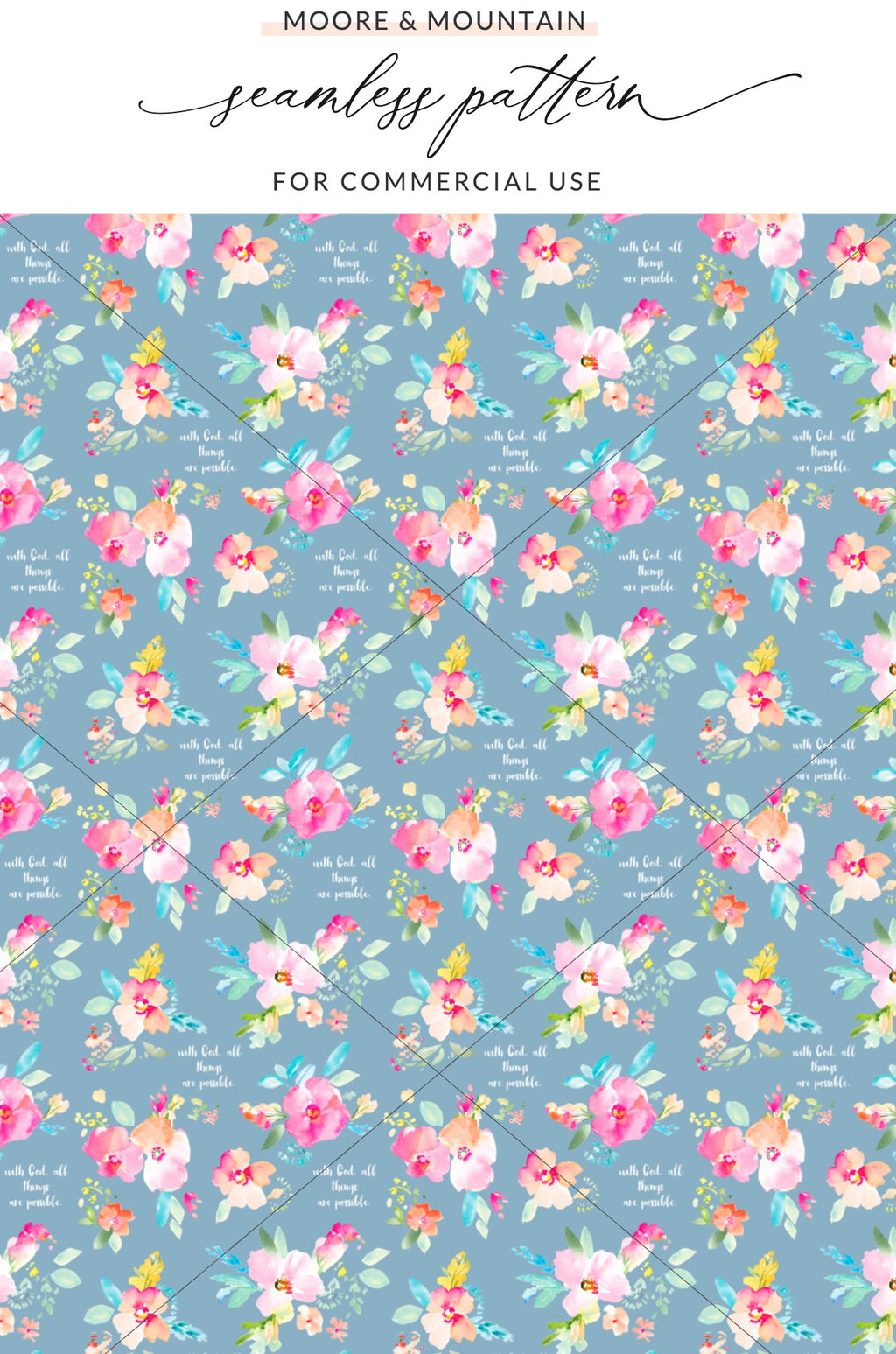 Colorful Floral Seamless Pattern with Inspirational Quotes