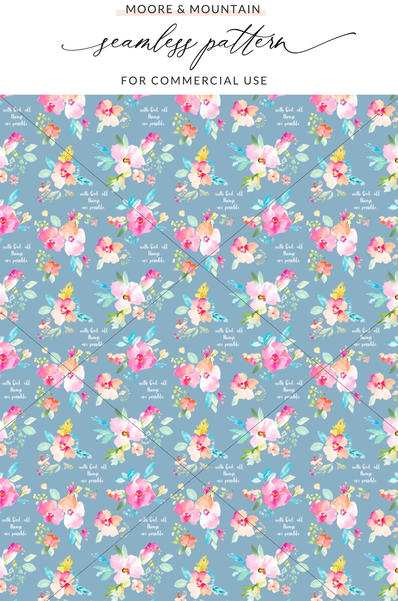Colorful Floral Seamless Pattern with Inspirational Quotes