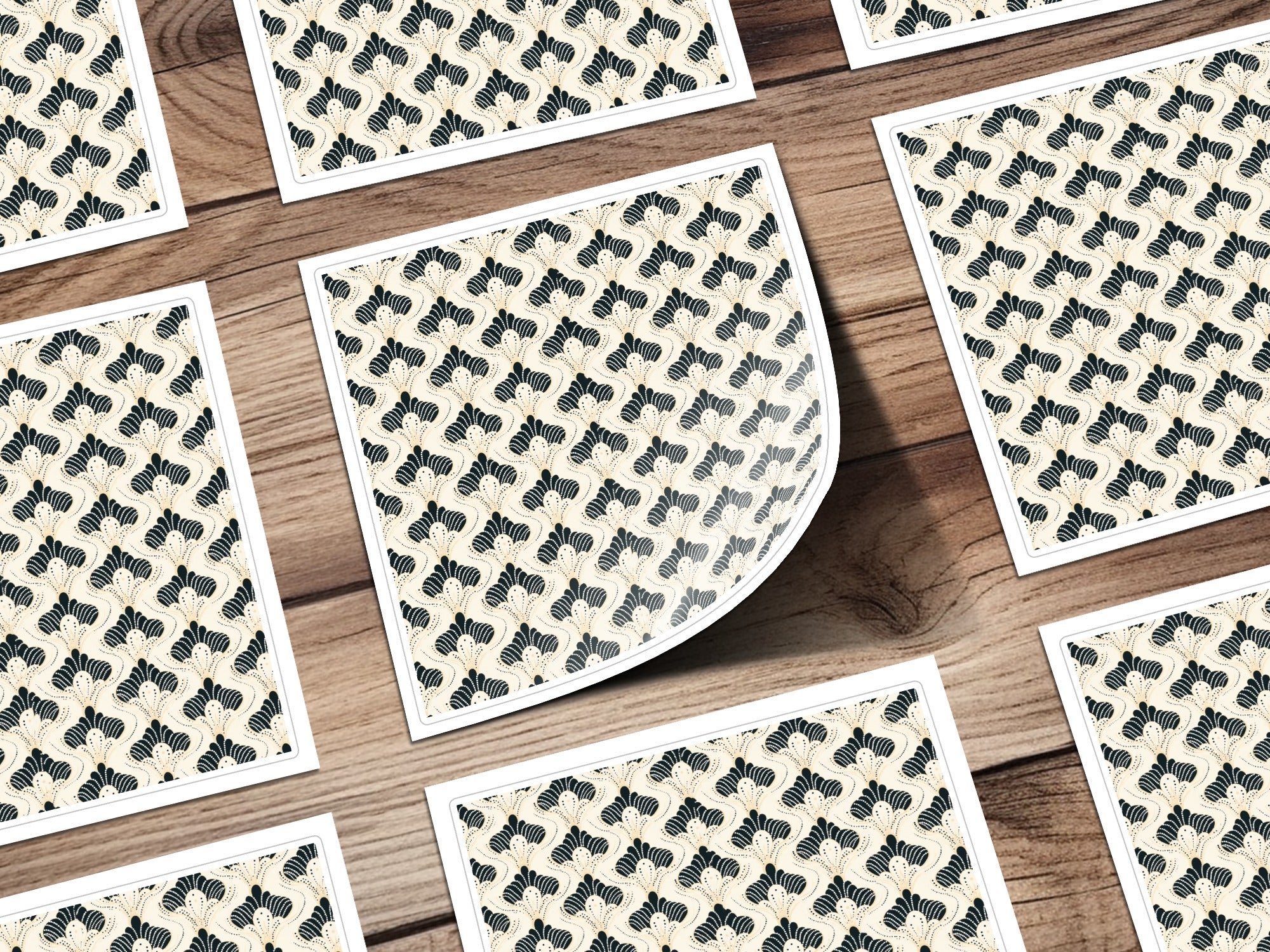 Elegant Black and White Patterned Sticker Sheet Product