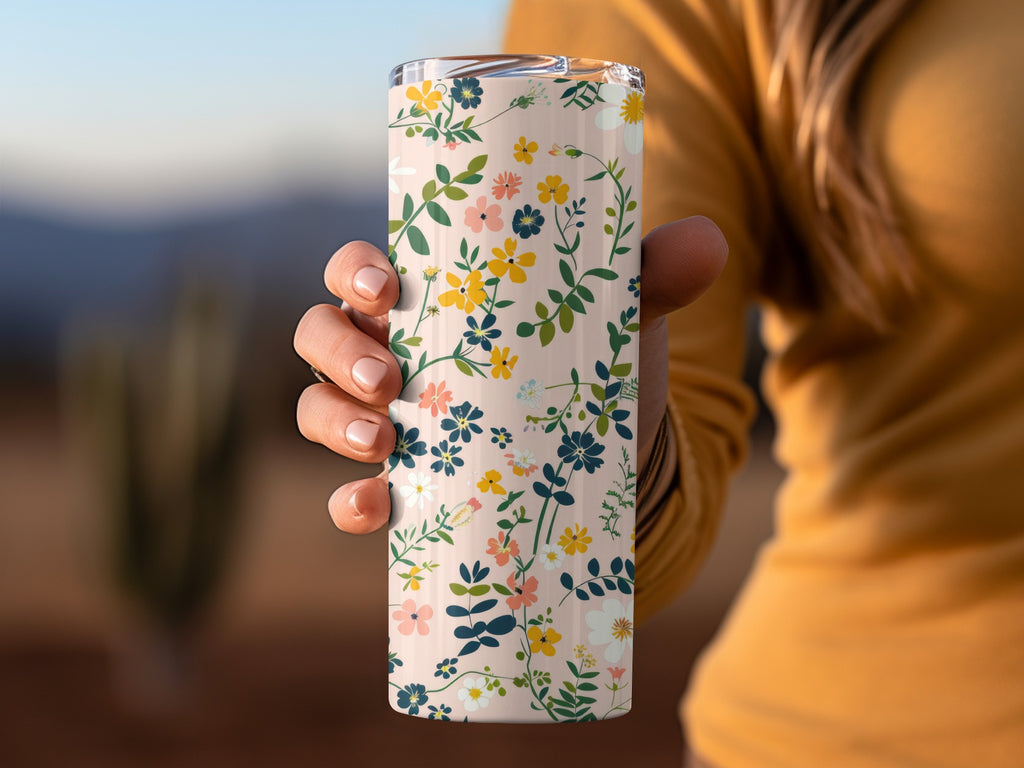 Floral Patterned Insulated Travel Tumbler for Hot Drinks