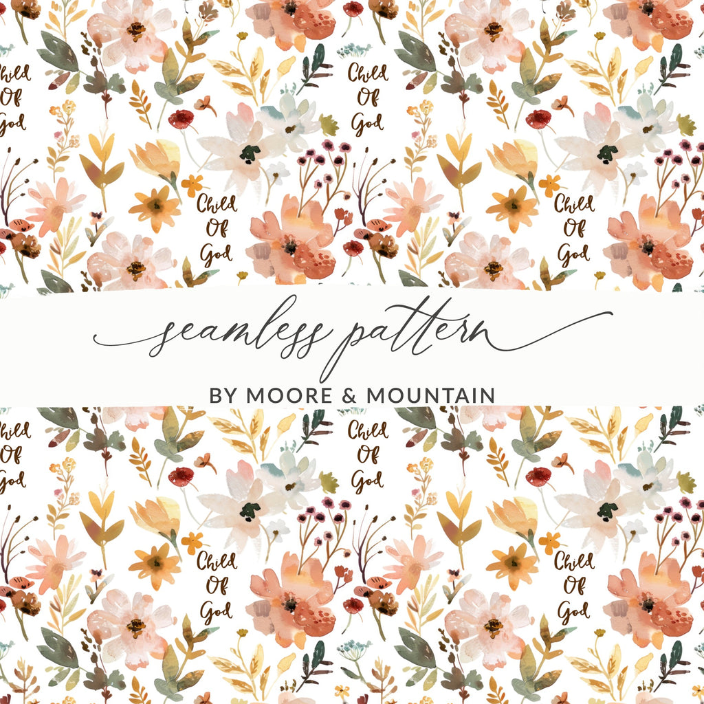 Child Of God Floral Seamless Pattern Design Mockup