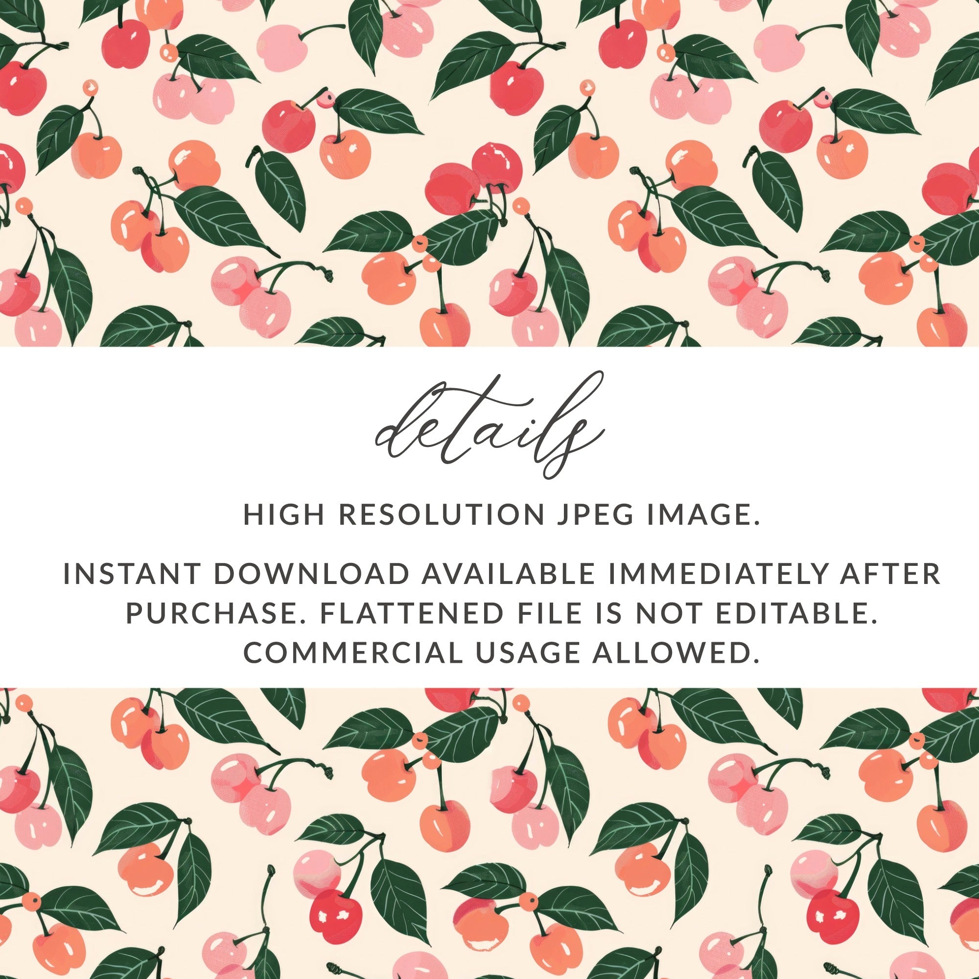 Cherry and Leaf Pattern Digital Download Image