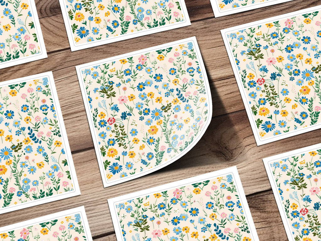 Colorful Floral Pattern Print with Diverse Flower Design