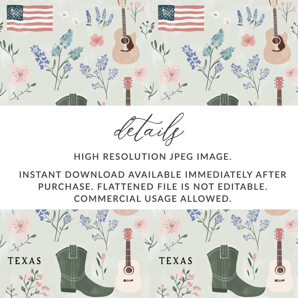 Texas Floral and Flag Pattern High Resolution JPEG Image