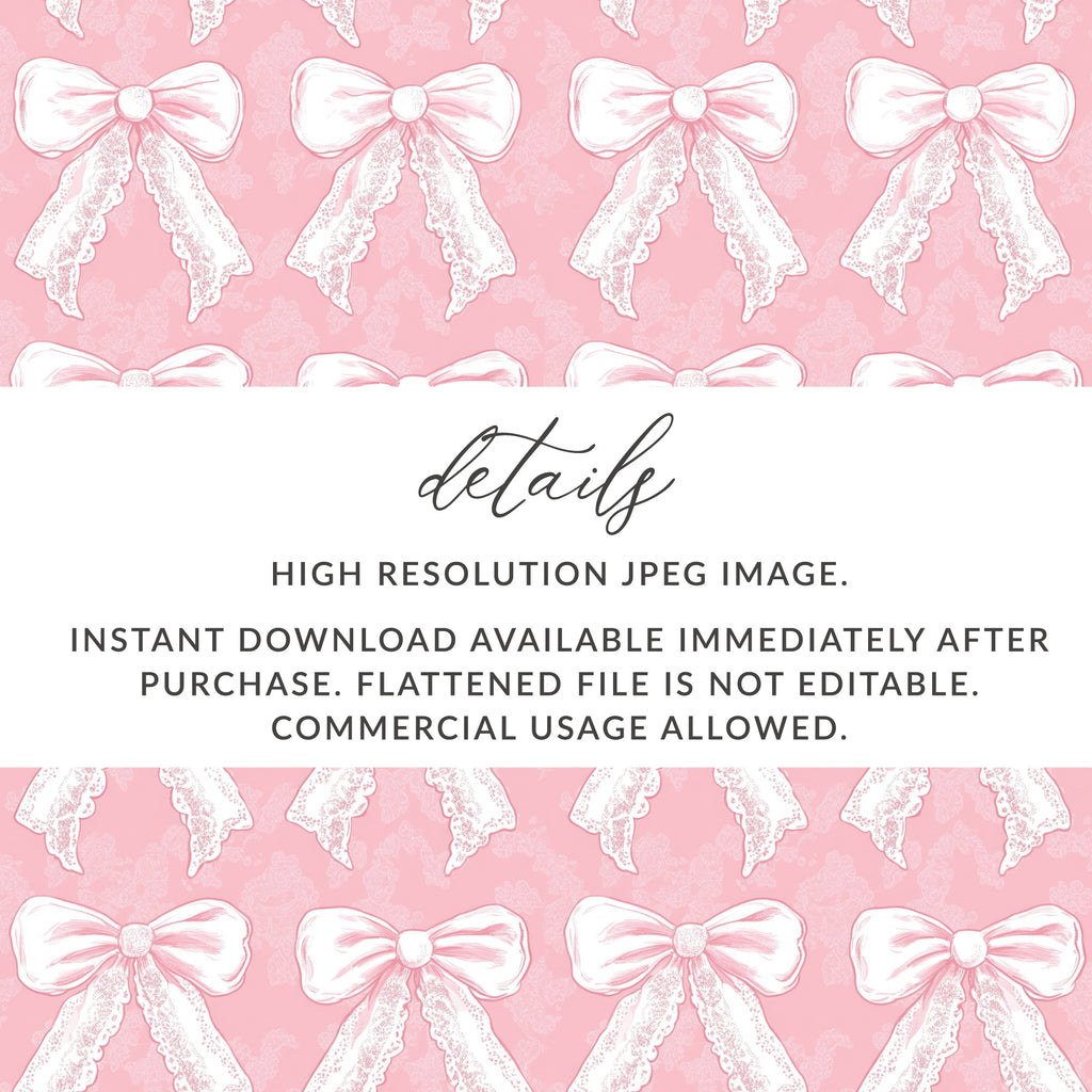 High Resolution Pink Bow Pattern Instant Download