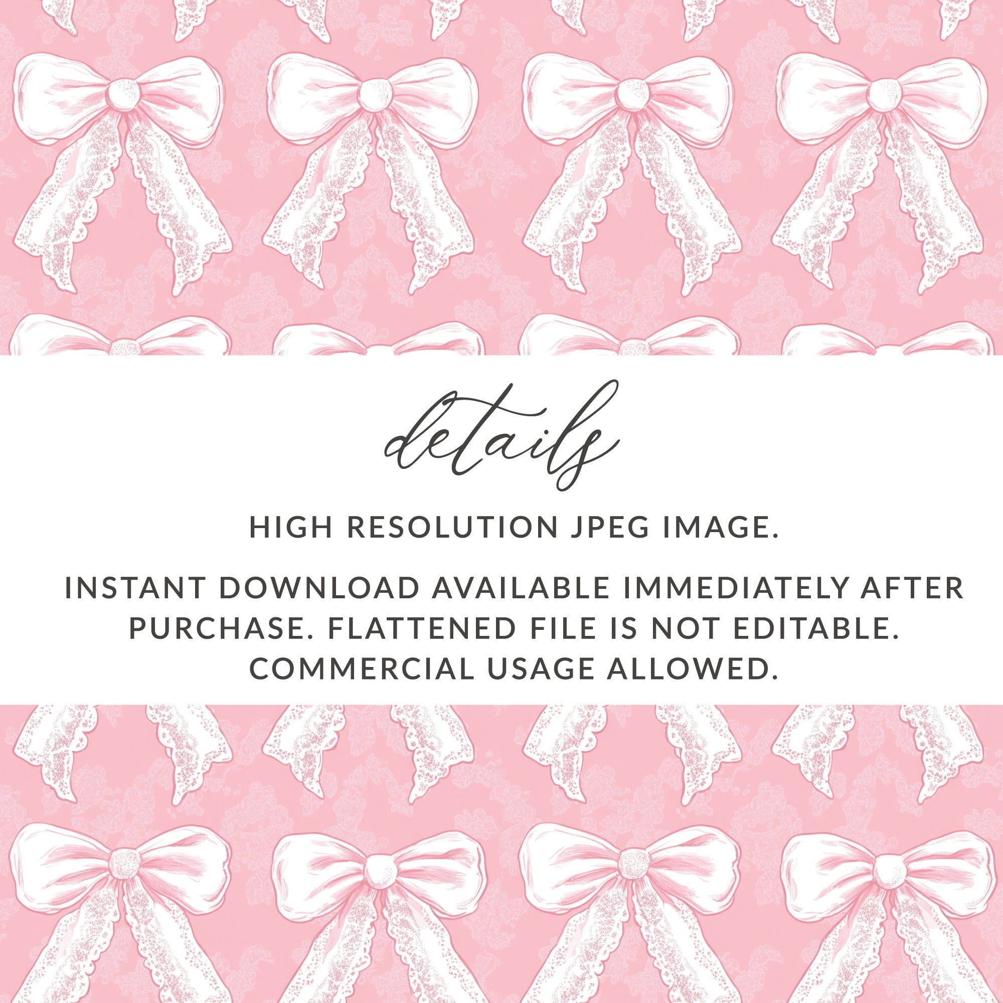 High Resolution Pink Bow Pattern Instant Download