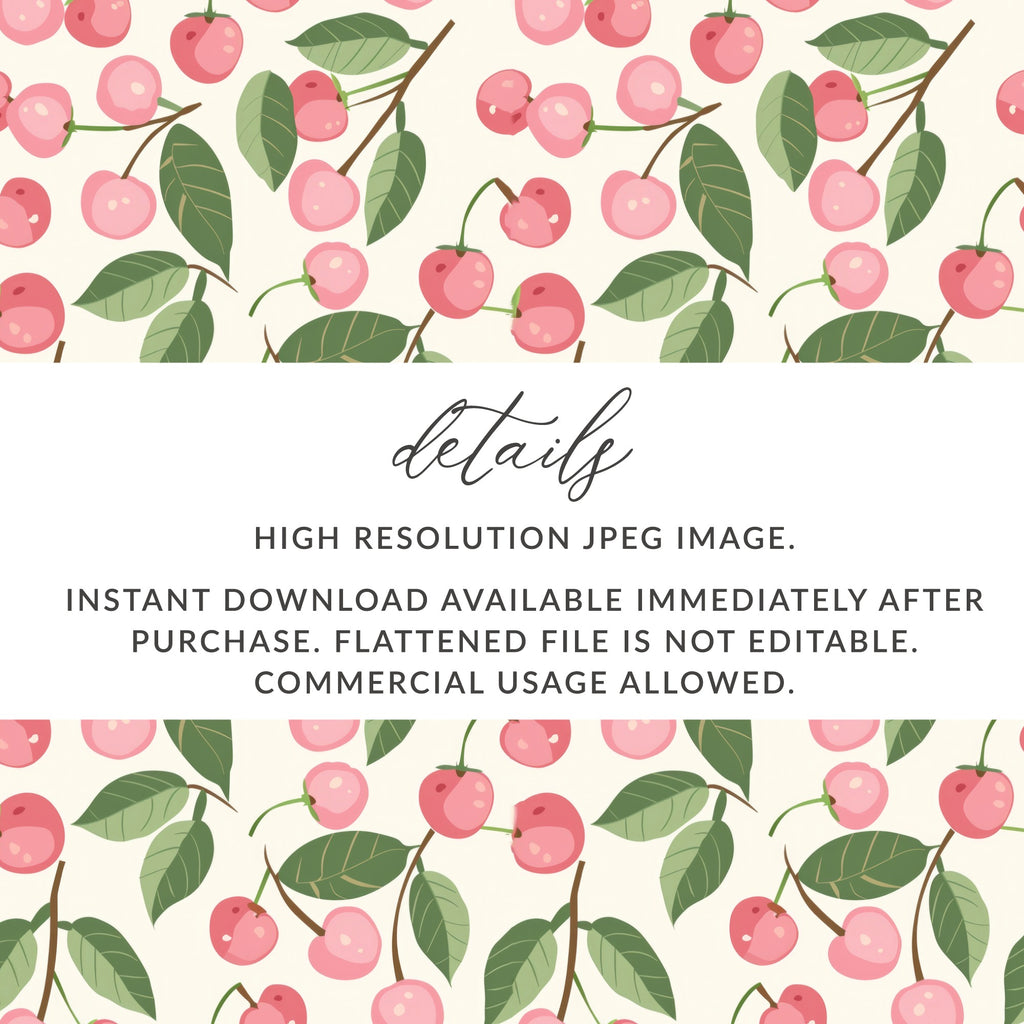 High Resolution Cherry Pattern Instant Download JPEG Image