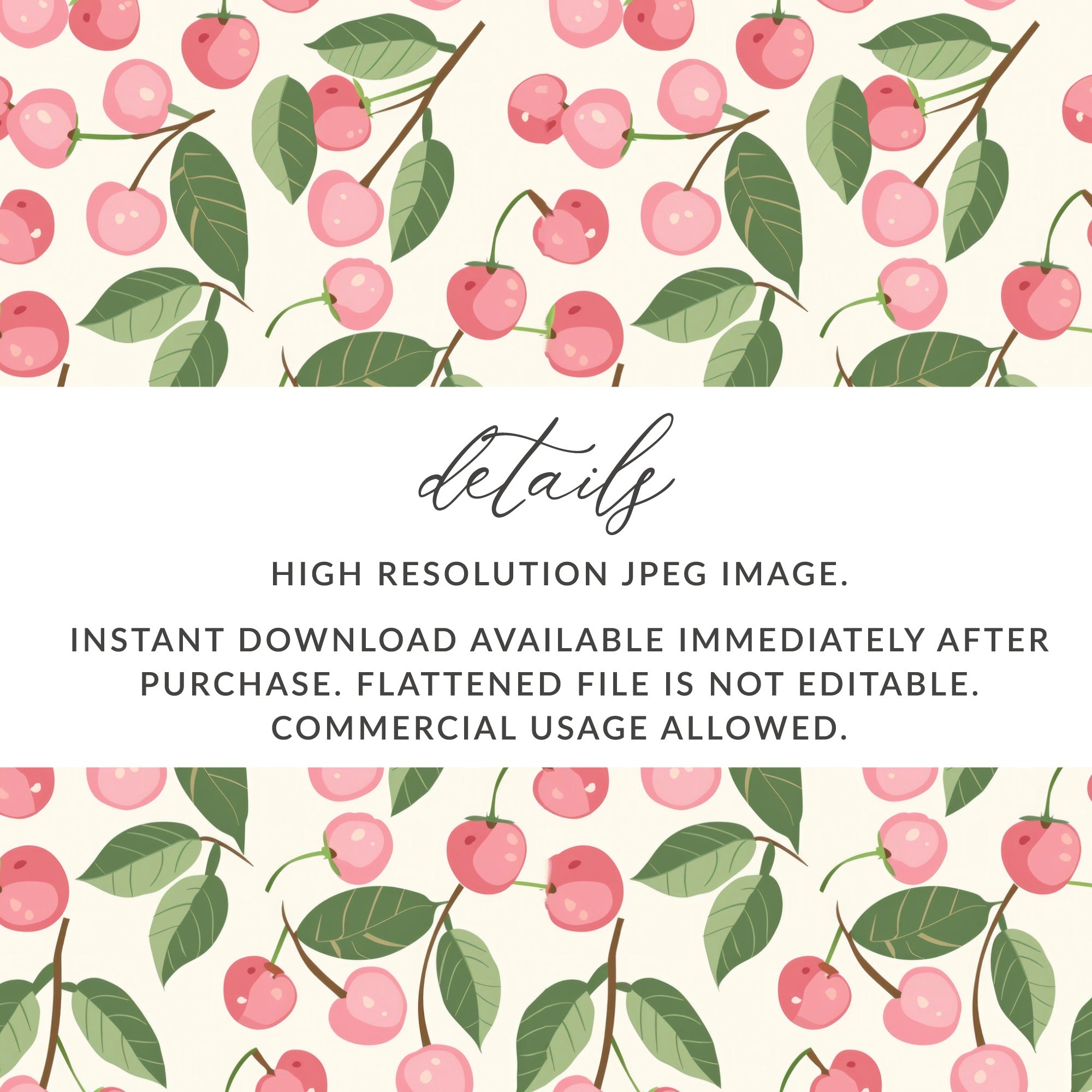 High Resolution Cherry Pattern Instant Download JPEG Image