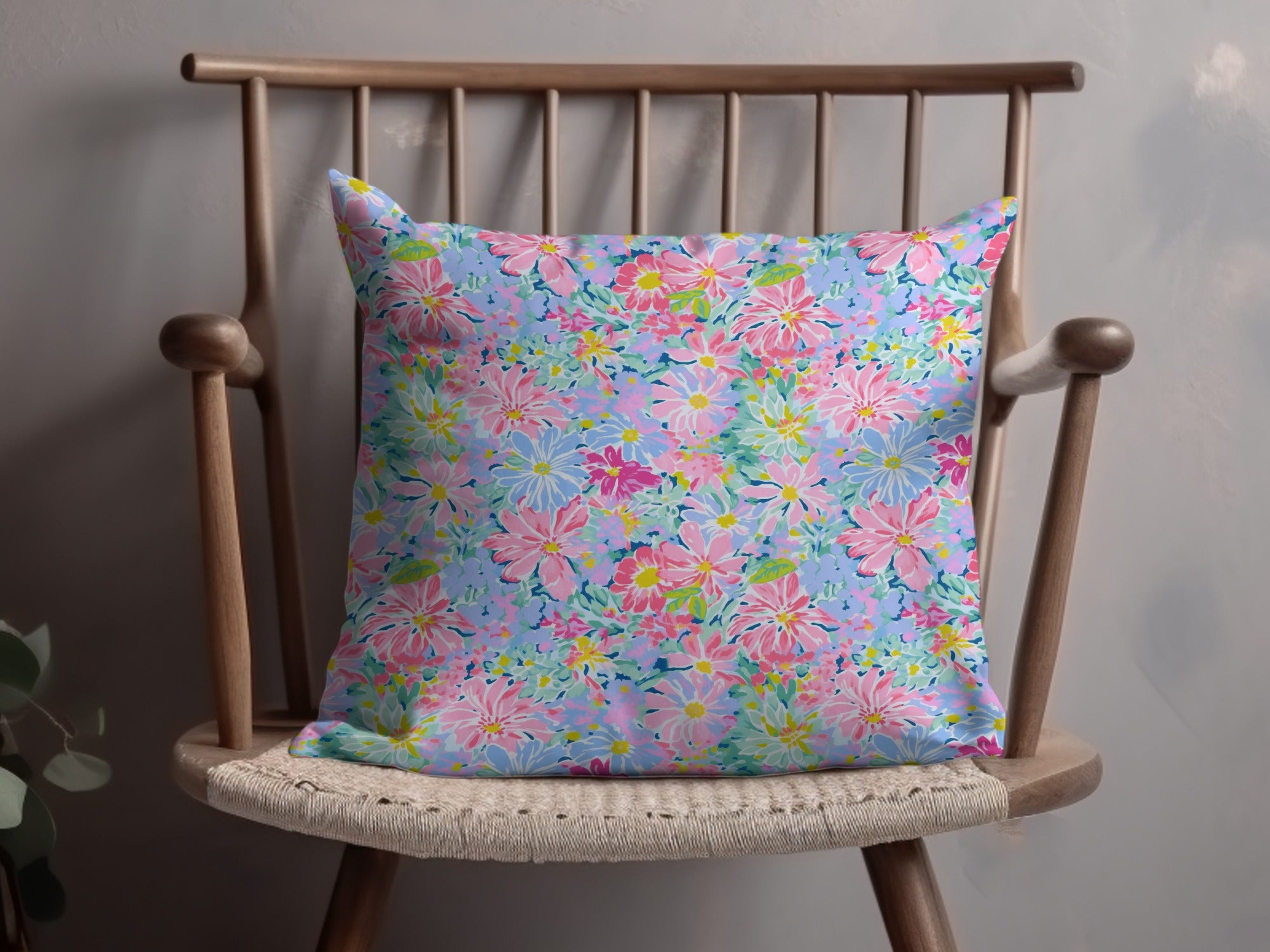 Vibrant Floral Pattern Cushion for Decorative Home Accent