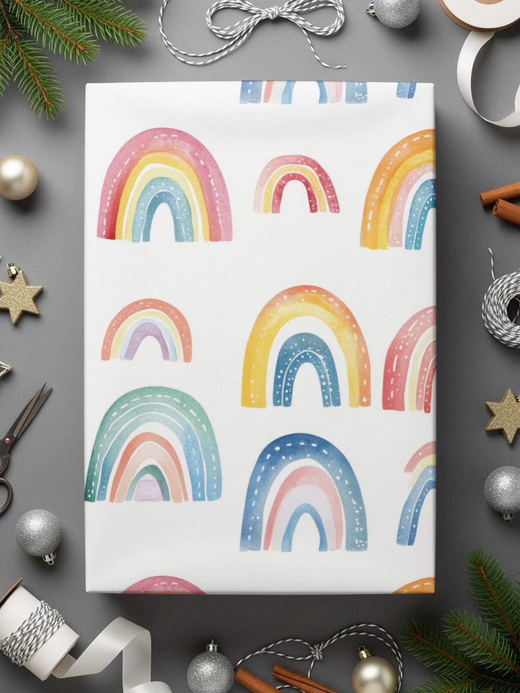 Colorful Rainbow Design Wrapping Paper for Festive Gifting