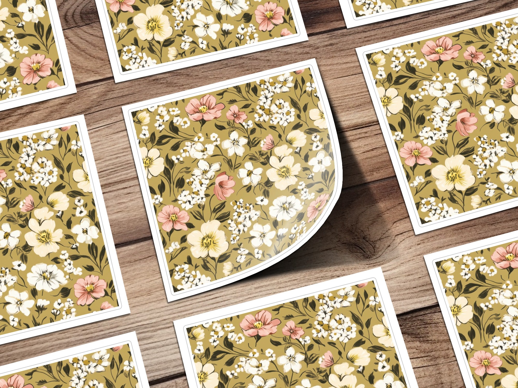 Vintage Floral Pattern Square Sticker Sheet