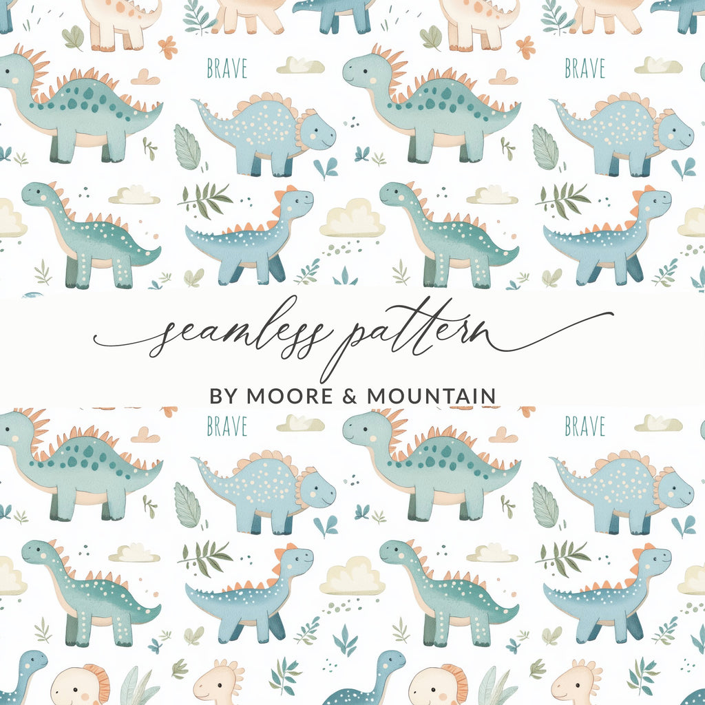 Seamless Dinosaur Print Pattern by Moore & Mountain