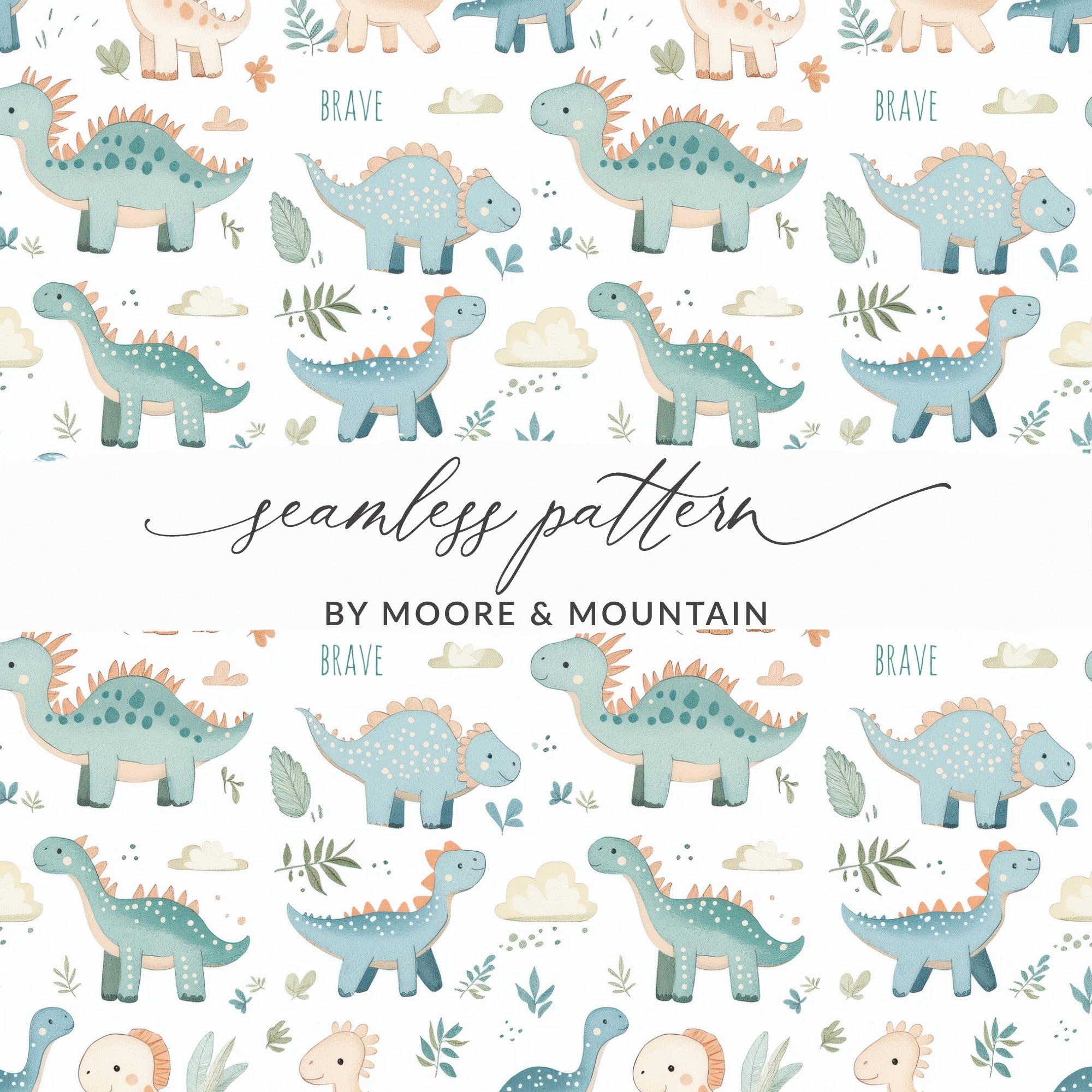 Seamless Dinosaur Print Pattern by Moore & Mountain