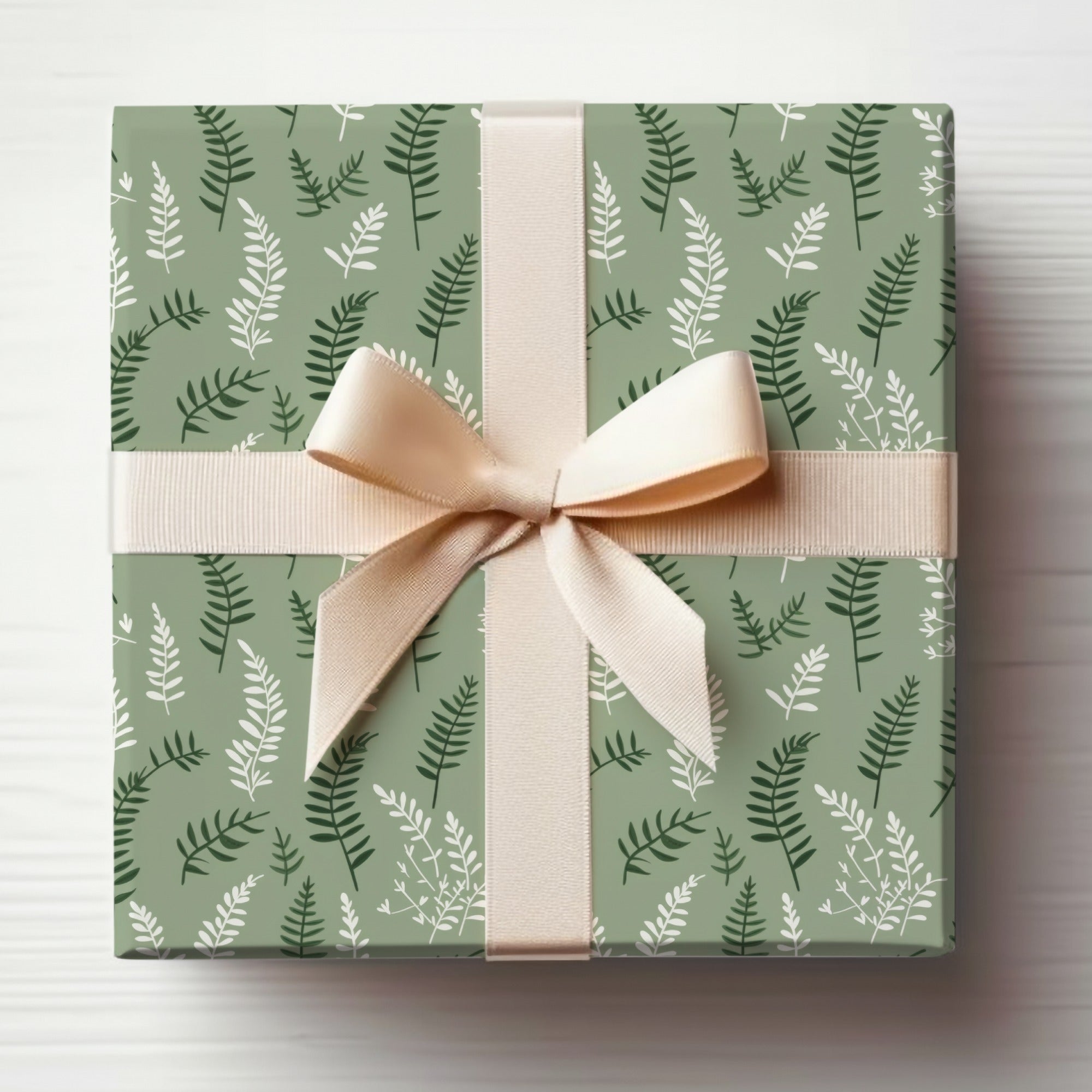Elegant Green Gift Box with Cream Ribbon for Sale