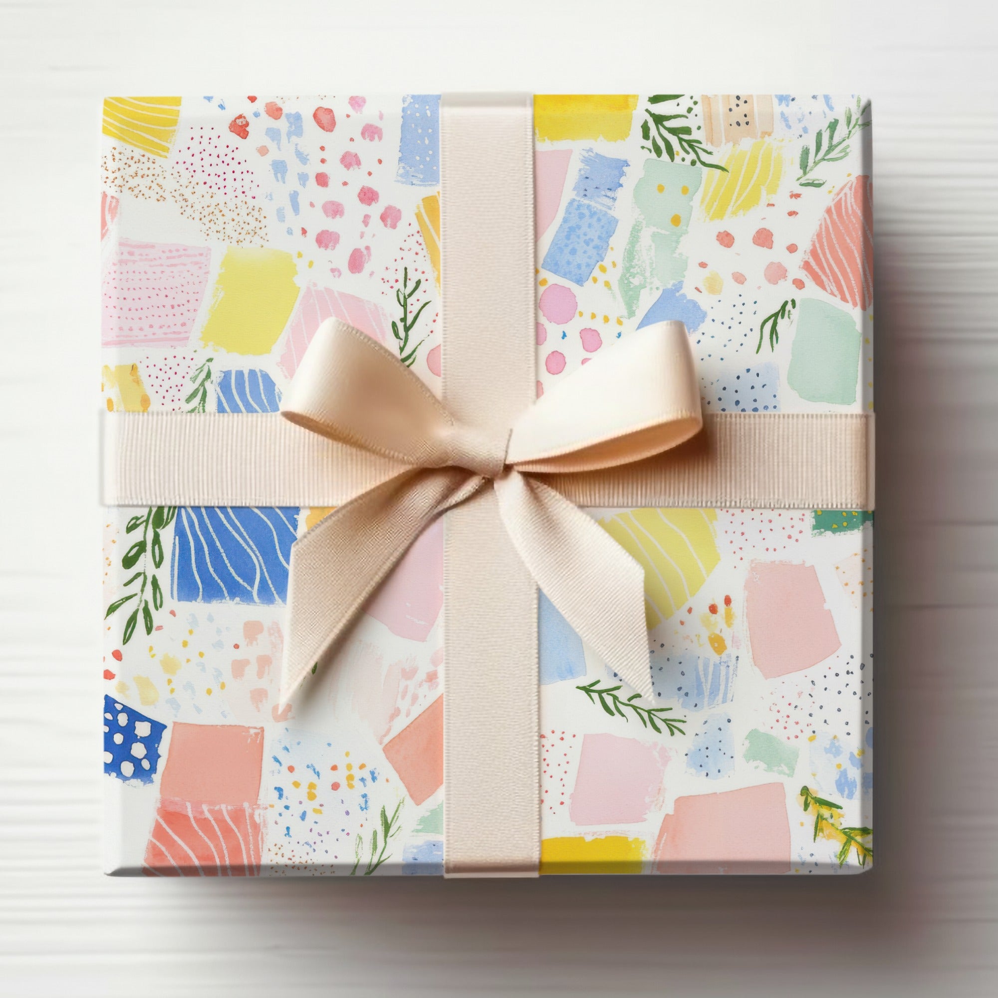 Colorful Pastel Pattern Gift Wrap with Ribbon