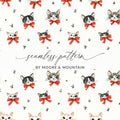 Cat Seamless Pattern Digital, Cute Kitten with Red Bows, Repeat Pattern, Digital Paper Download for Fabric, Scrapbooking 12x12 JPEG - Moore and Mountain
